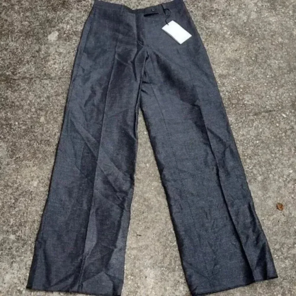 Salvatore Ferragamo Linen Blend Dress Pants Blue Gray High Rise - Picture 2 of 8